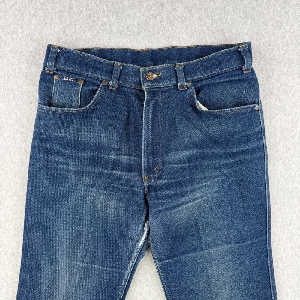 Vintage Levis Jeans Mens Fits 34x30 Blue 70s Orange Tab Talon Zip Distressed USA